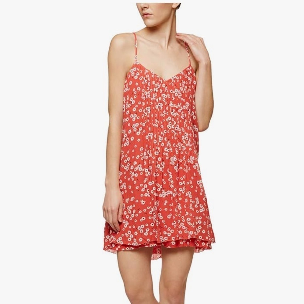 Sanctuary Red and White Floral pleated dress - small